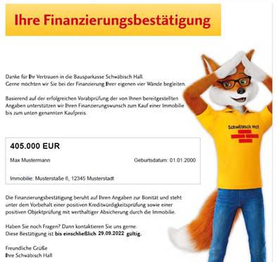 finanzierungsbestaetigung sh